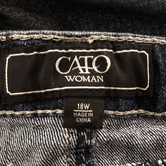 Cato Woman Crop Capri Embellished Rhinestone Cross 5 Pocket sz 18W Blue Whiskers - Picture 7 of 13
